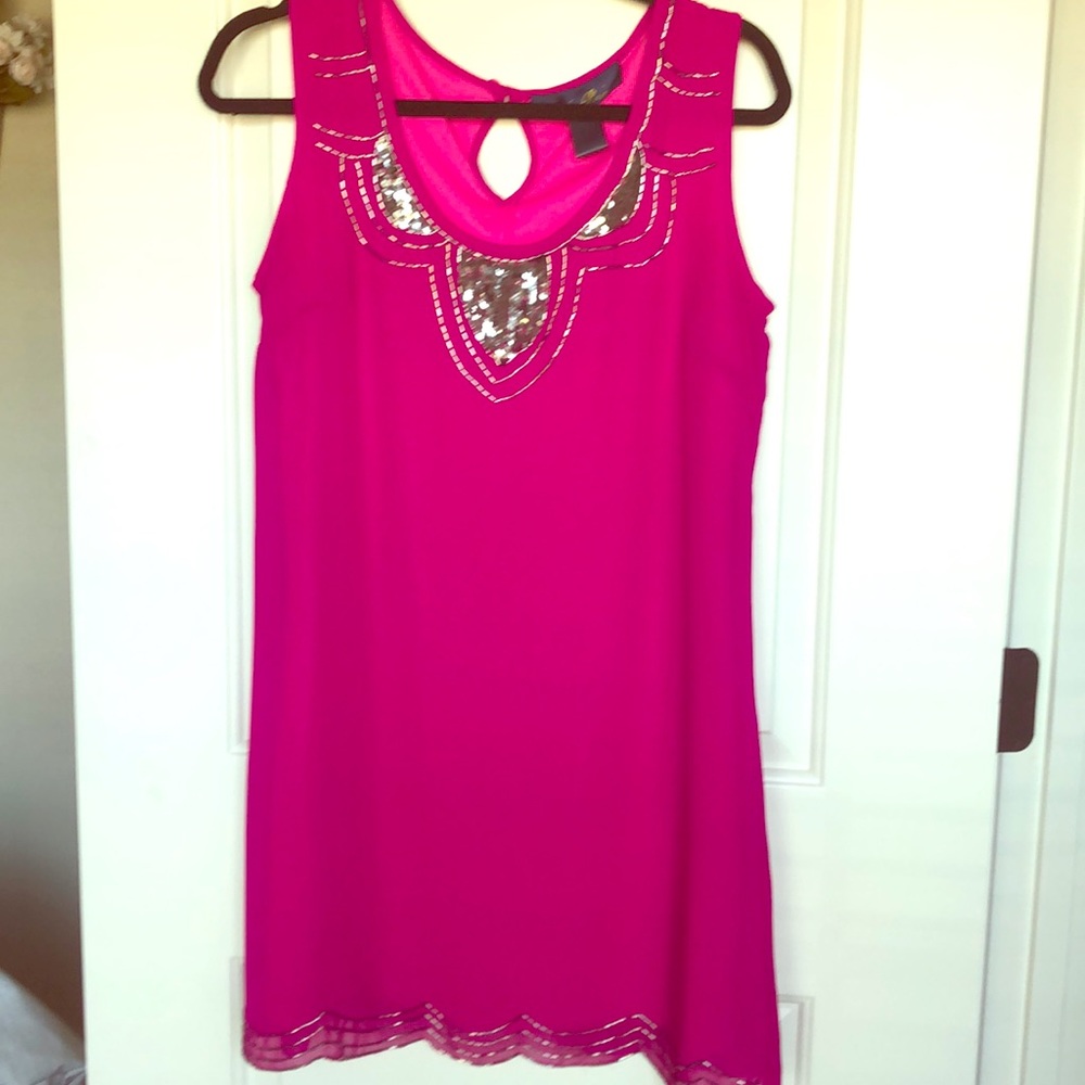 Pink beaded shift dress